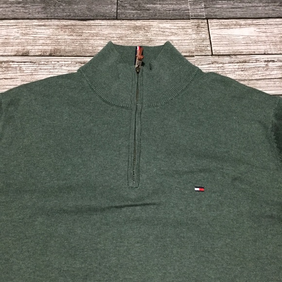 Tommy Hilfiger Sweater Men’s L Green Pullover 100% Cotton - Picture 8 of 9